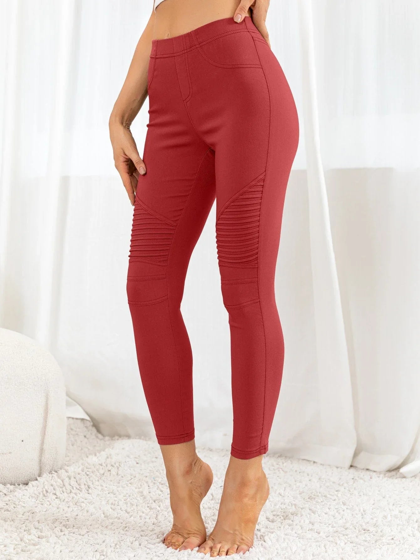 Ribbed Leggings Deep Red / S