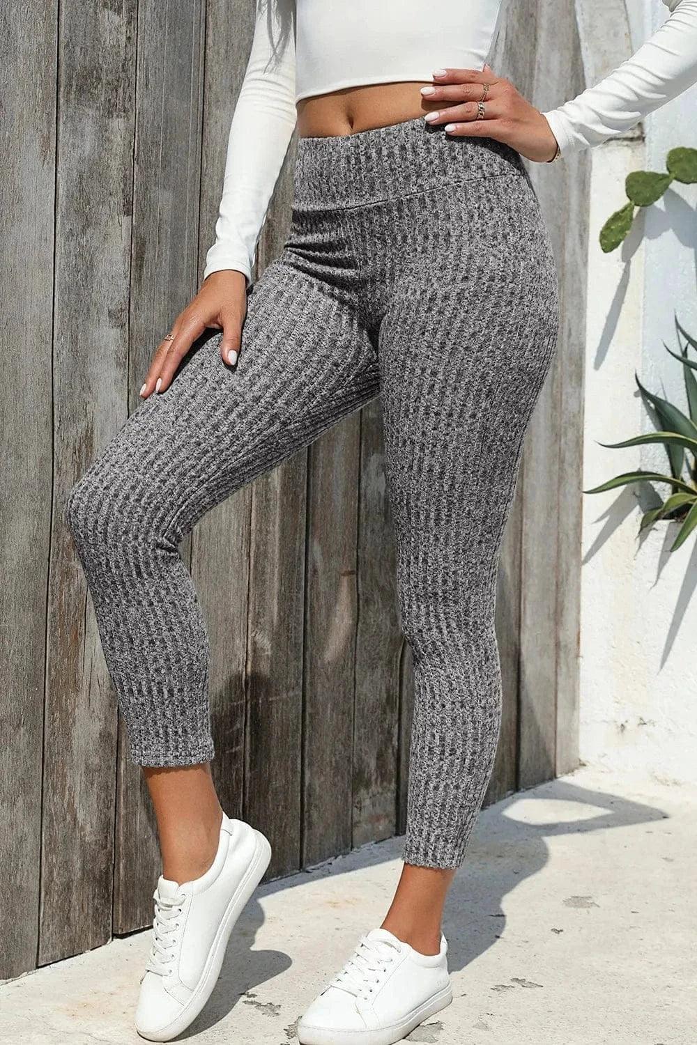 Ribbed Leggings for Women Gray / S
