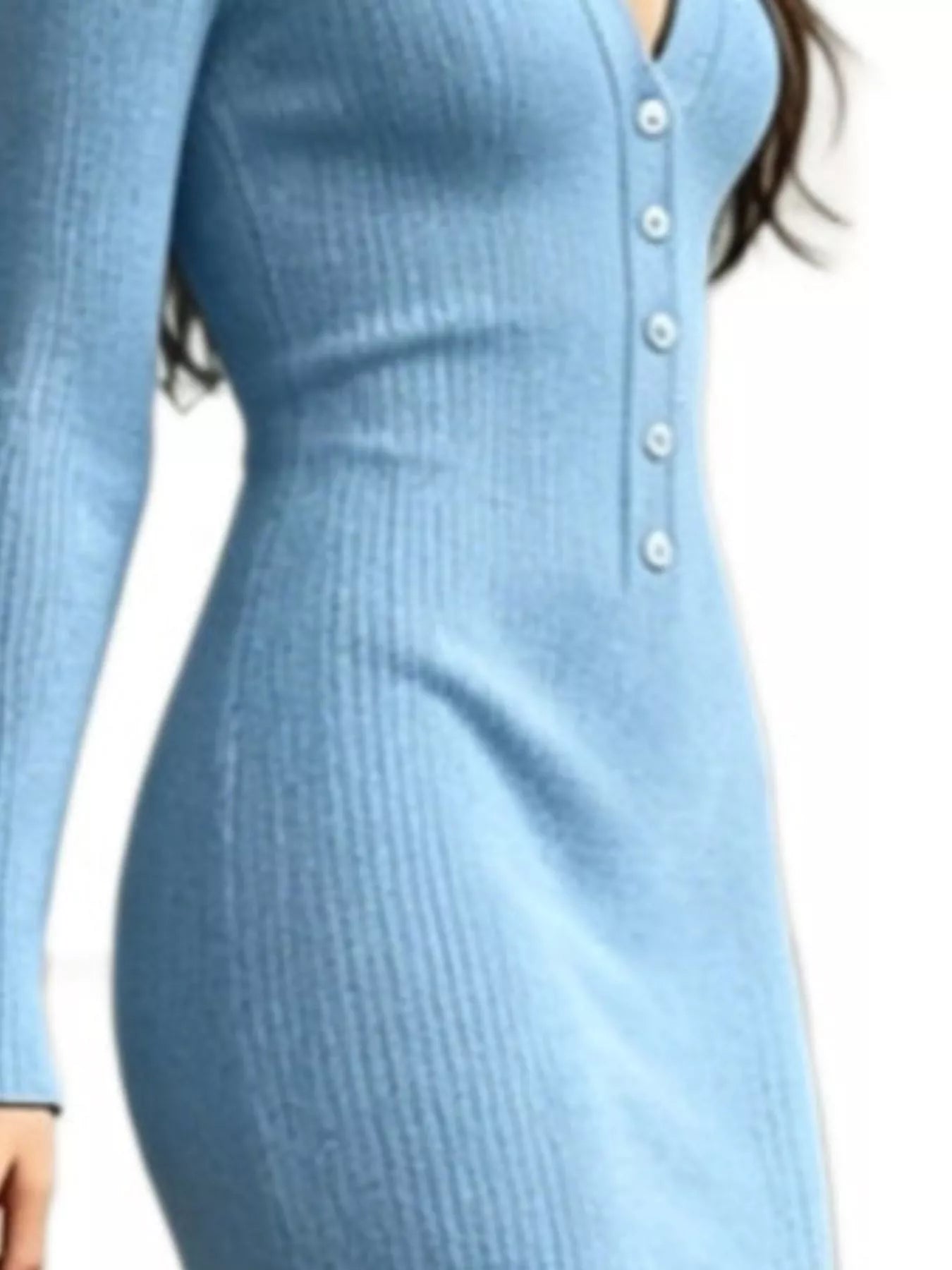 Ribbed Long Sleeve High Slit Maxi Sweater Dress