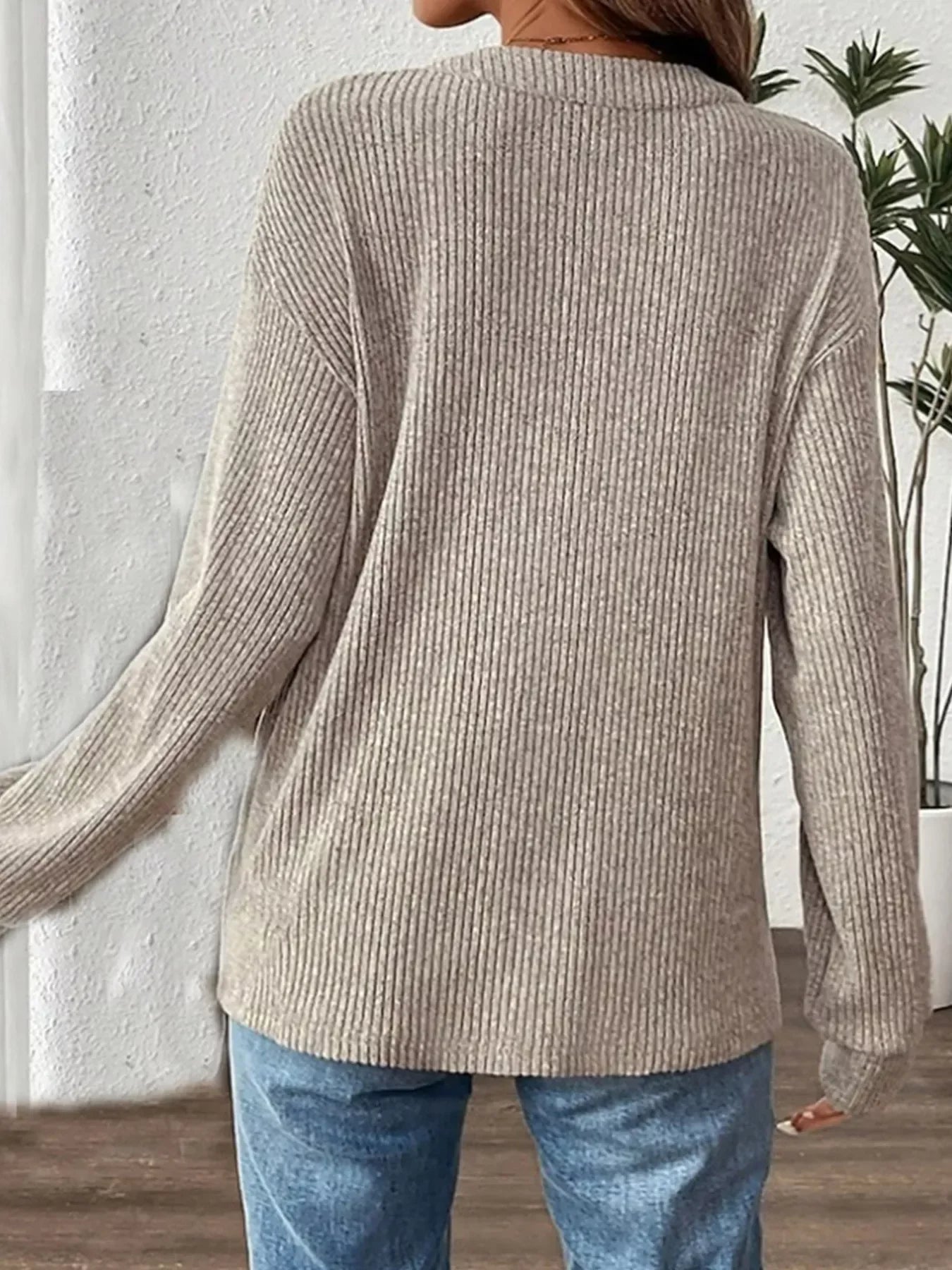 Ribbed Long Sleeve Top for Women