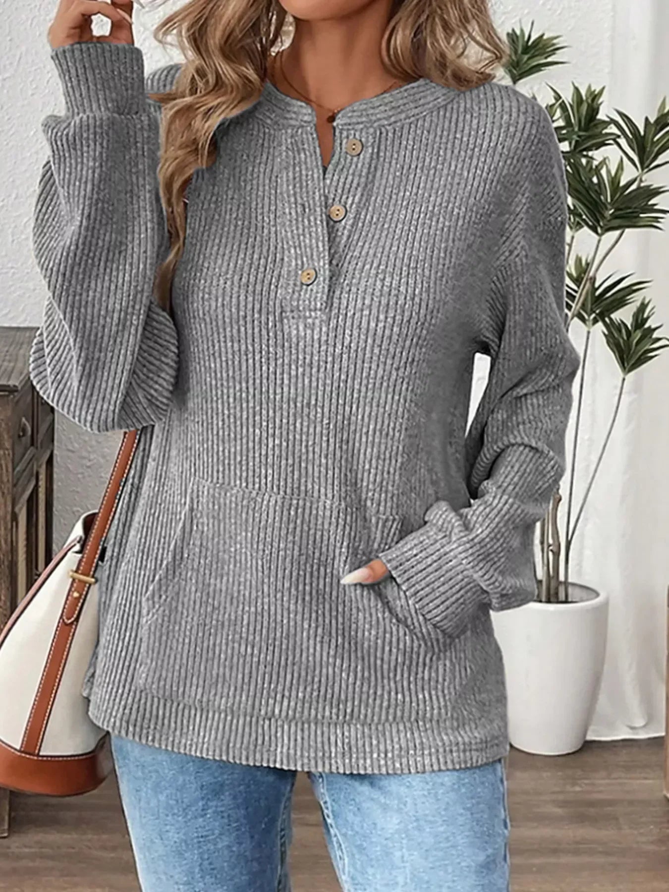 Ribbed Long Sleeve Top for Women