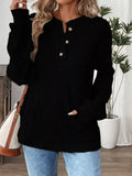 Ribbed Long Sleeve Top for Women Black / S