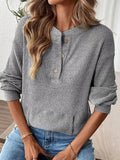 Ribbed Long Sleeve Top for Women Gray / S