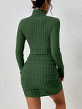 Ribbed Turtleneck Bodycon Mini Dress