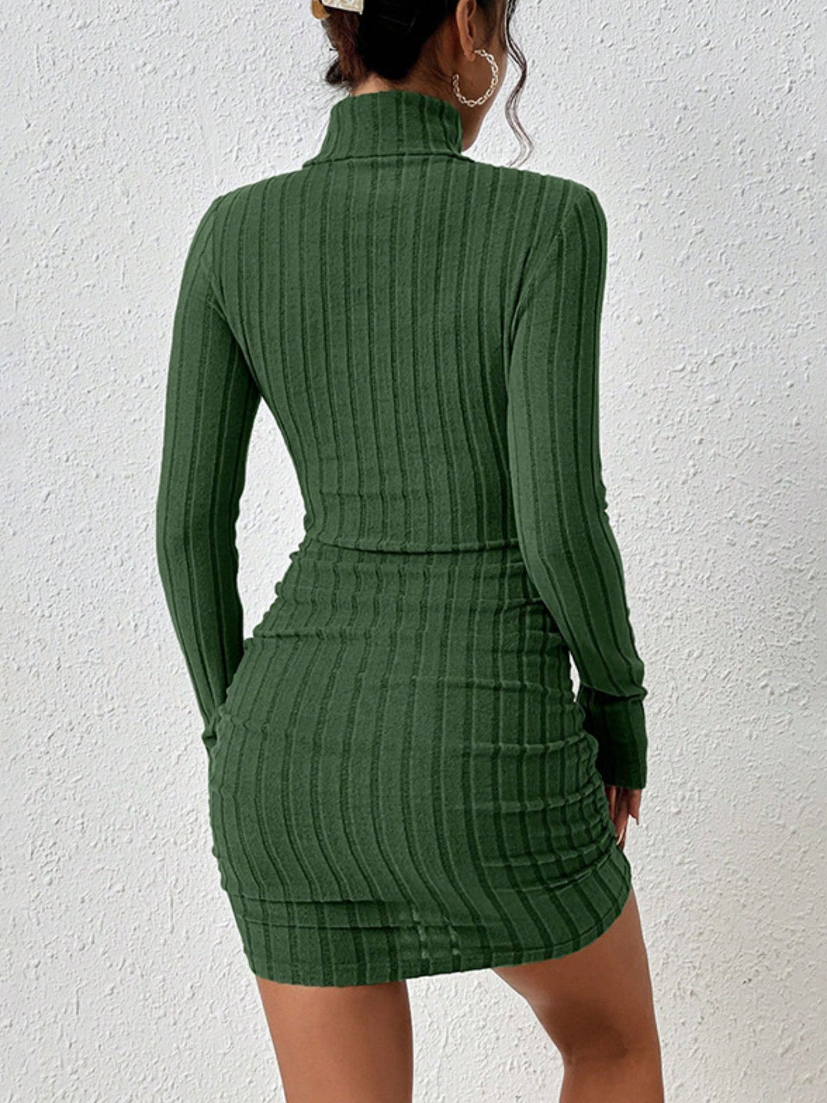 Ribbed Turtleneck Bodycon Mini Dress