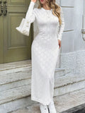 Round Neck Bodycon Maxi Dress Cream / S