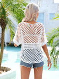 Angel Wings Round Neck Cutout Short Sleeve Cover-Up