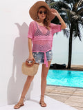Angel Wings Round Neck Cutout Short Sleeve Cover-Up