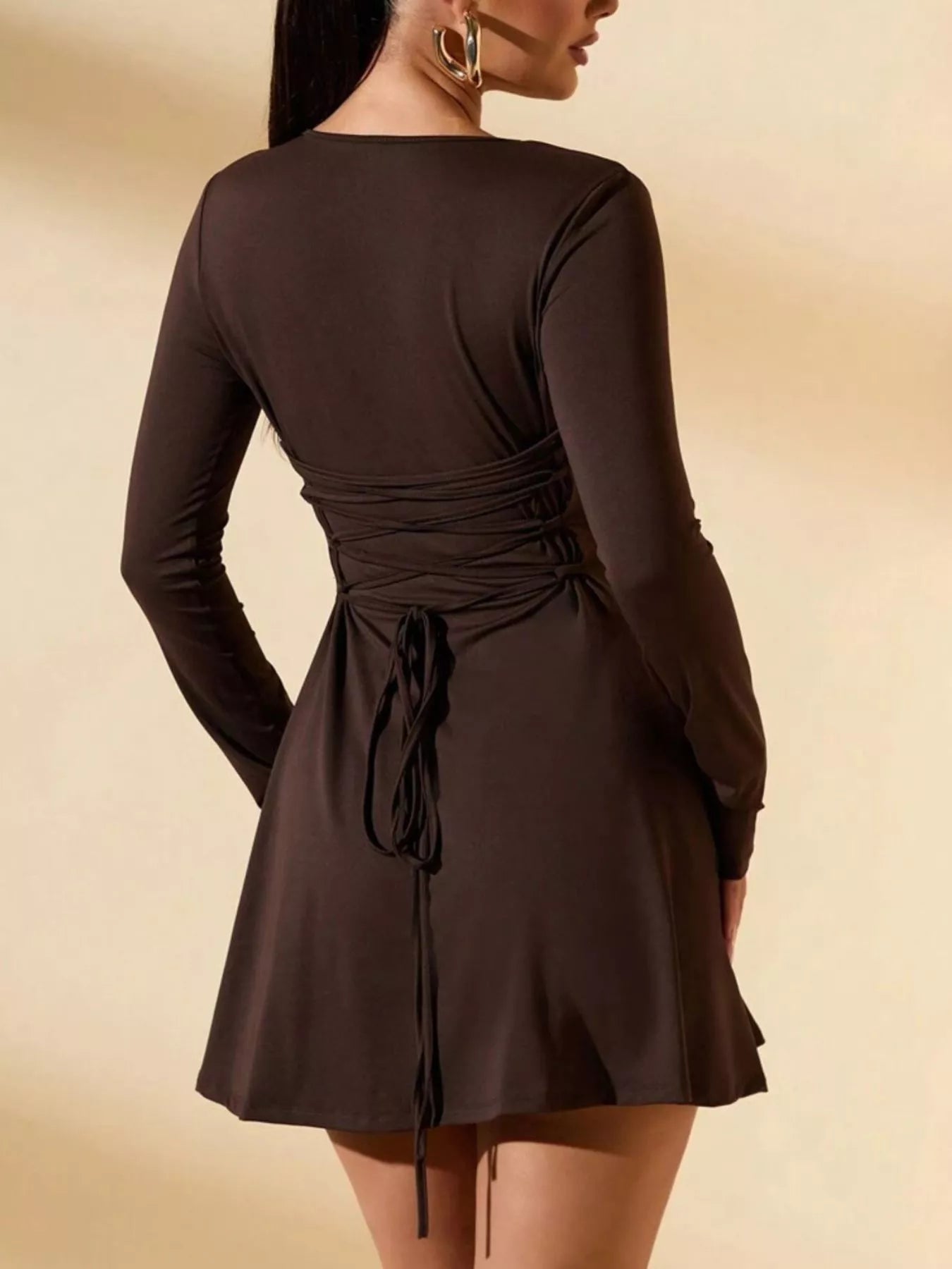 Round Neck Long Sleeve Mini Dress