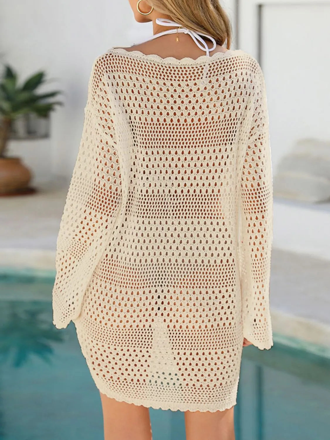 Round Neck Openwork Swim Cover-Up