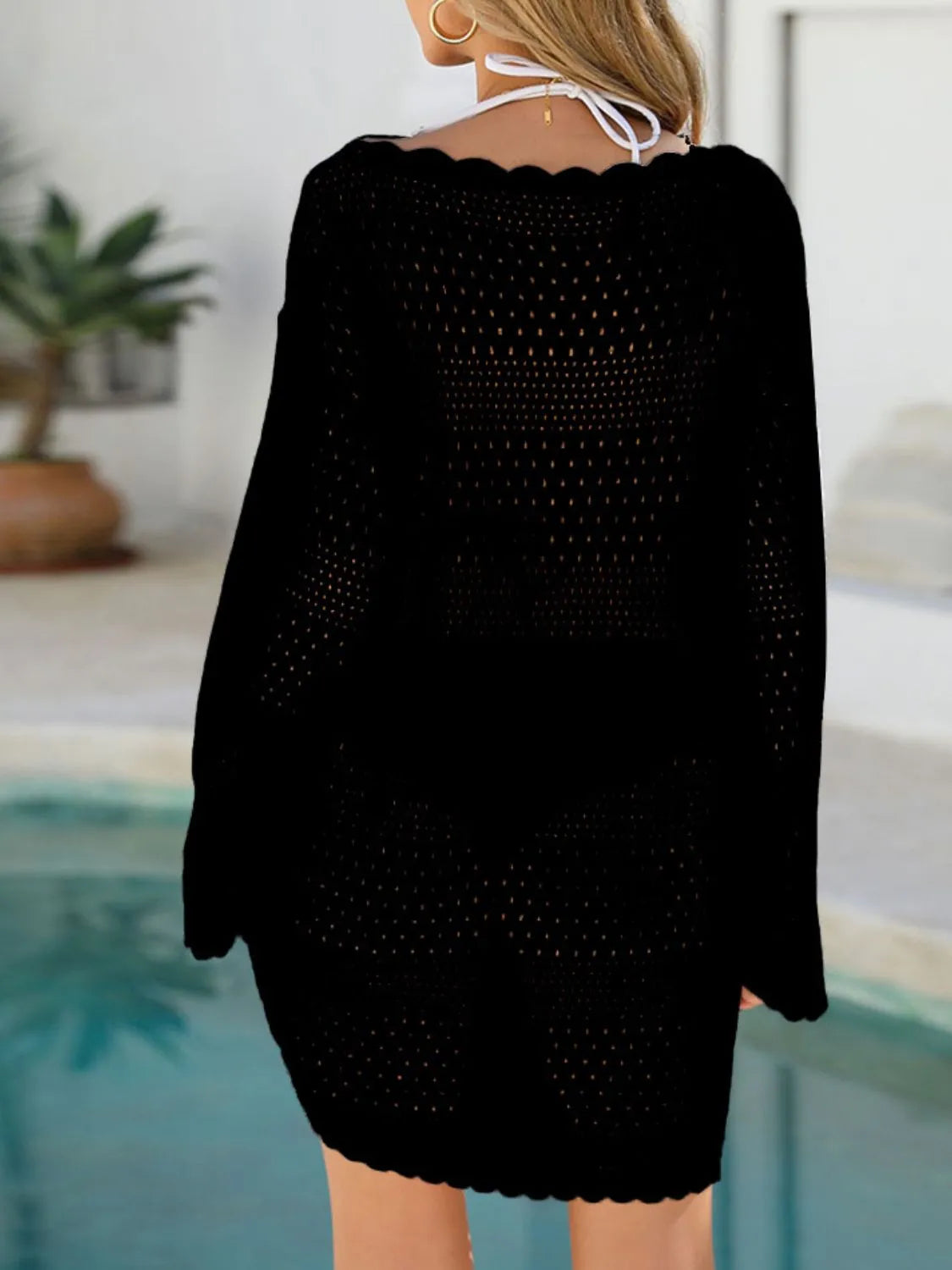 Round Neck Openwork Swim Cover-Up