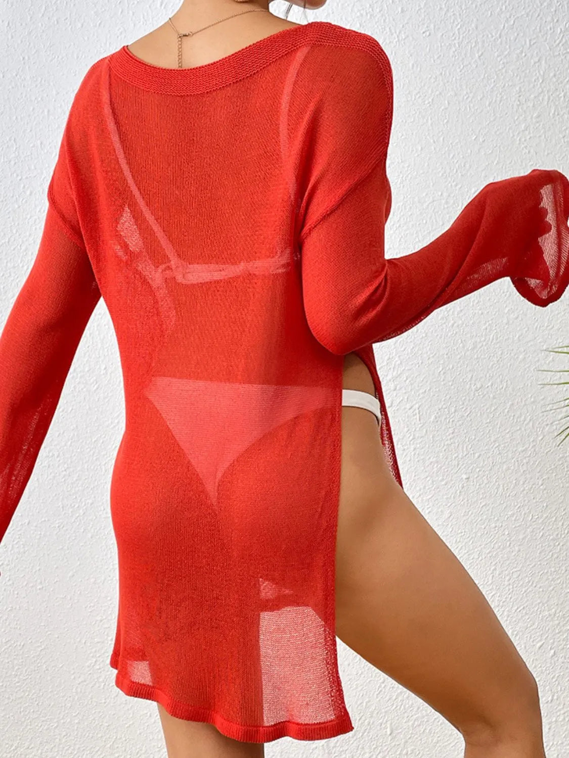 Round Neck Slit Cover-Up