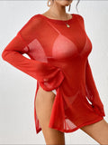 Round Neck Slit Cover-Up