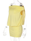 Off Shoulder Ruched Bodycon Mini Dress