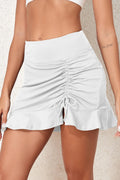 Ruched Elastic Waist Swim Skirt Light Gray / S