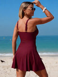 Ruched V-Neck One-Piece Swimsuit