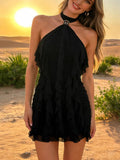 Ruffle Halter Neck Mini Dress