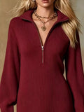 Ruffle Hem Half Zip Dress