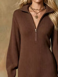 Ruffle Hem Half Zip Dress