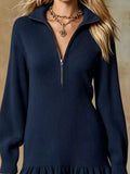 Ruffle Hem Half Zip Dress