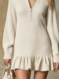 Ruffle Hem Half Zip Dress