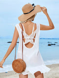 Ruffle Hem Sleeveless Cover-Up Dress White / One Size