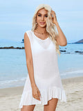 Ruffle Hem Sleeveless Cover-Up Dress White / One Size