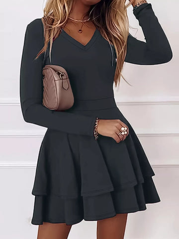 Ruffle Mini Dress Dark Gray / S