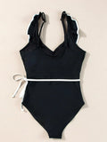 Ruffle Trim One Piece Swimsuit