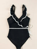 Ruffle Trim One Piece Swimsuit