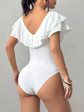 Ruffle Trim V-Neck Bodysuit