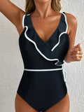 Ruffle Trim One Piece Swimsuit