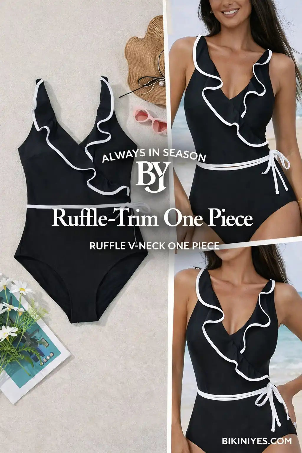 Ruffle Trim One Piece Swimsuit