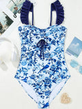 Ruffled Cutout One Piece Swimsuit