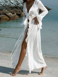 Ruffled Long Sleeve Cover-Up Dress