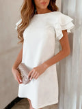 Ruffled Mini Dress White / S