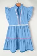 Ruffled Notched Cap-Sleeve Mini Dress - product view 3