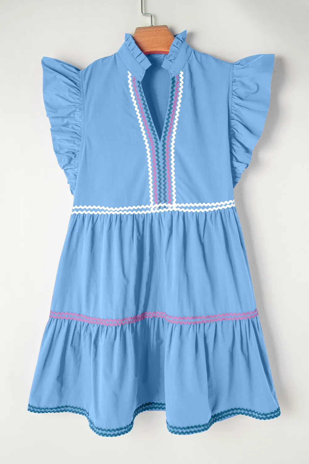 Ruffled Notched Cap-Sleeve Mini Dress - product view 3