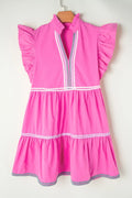Ruffled Notched Cap-Sleeve Mini Dress - product view 15