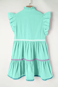 Ruffled Notched Cap-Sleeve Mini Dress - product view 10