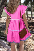 Ruffled Notched Cap-Sleeve Mini Dress - product view 14