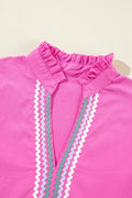 Ruffled Notched Cap-Sleeve Mini Dress - product view 17
