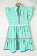 Ruffled Notched Cap-Sleeve Mini Dress - product view 9