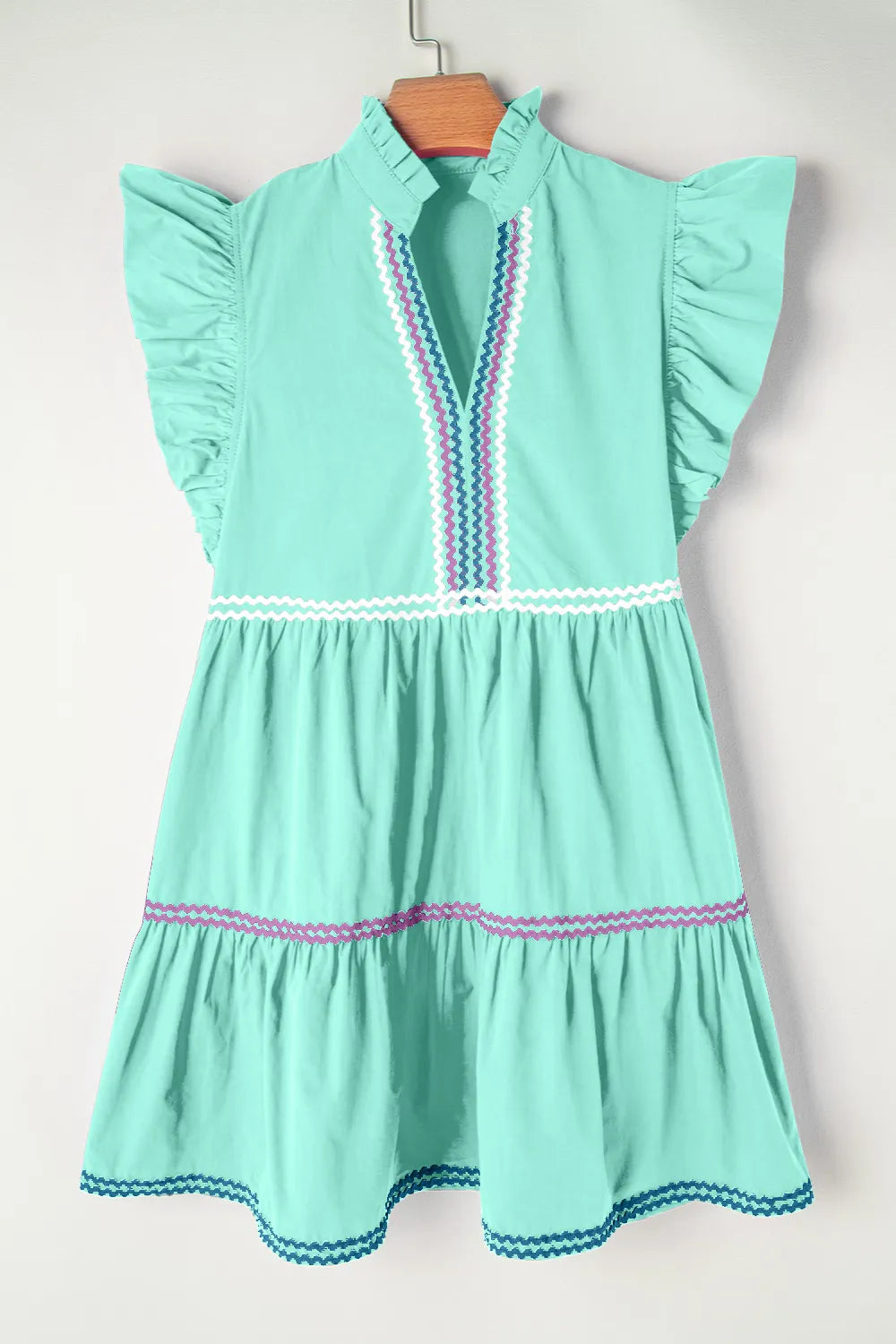 Ruffled Notched Cap-Sleeve Mini Dress - product view 9