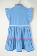 Ruffled Notched Cap-Sleeve Mini Dress - product view 4