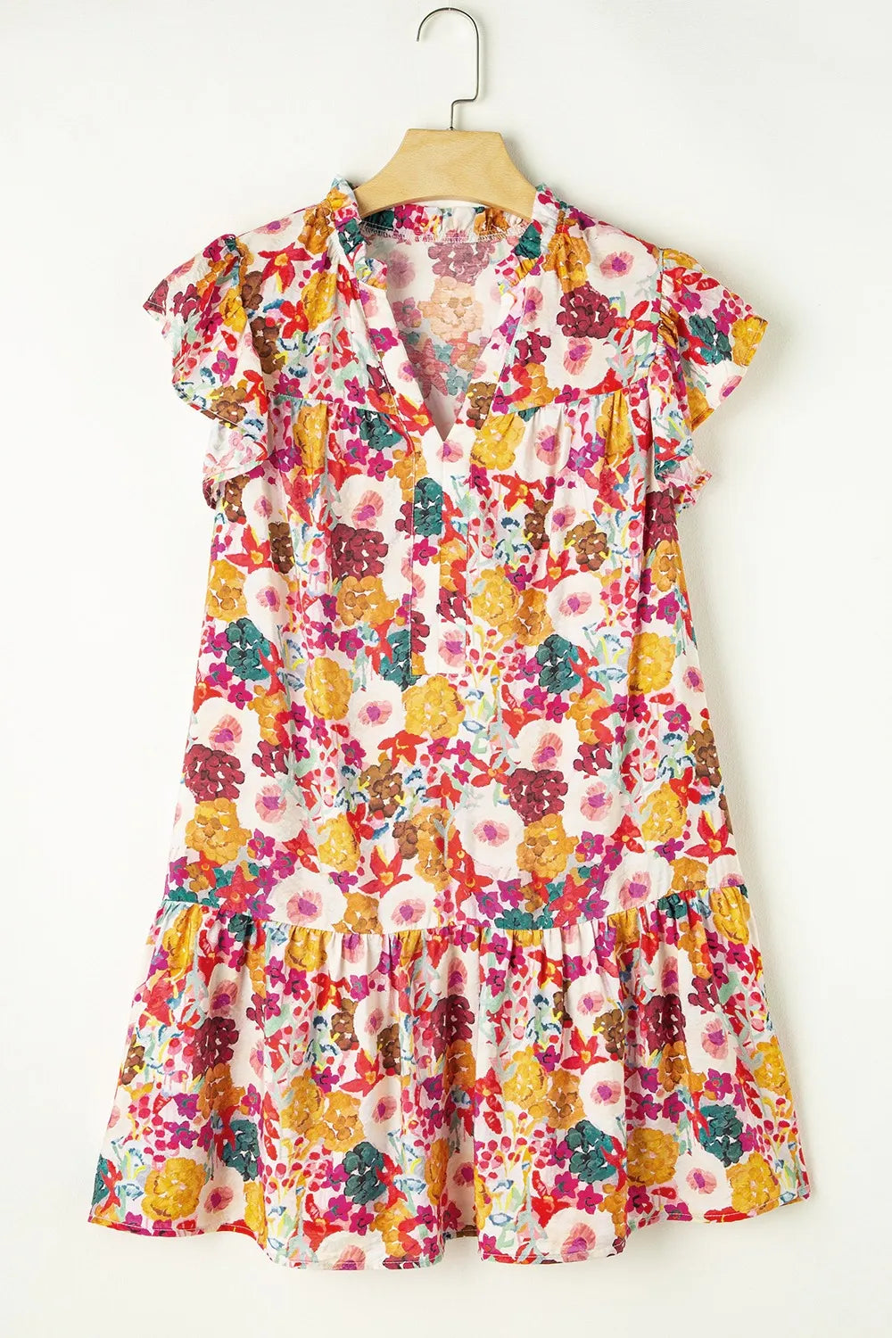 Ruffled Print Cap-Sleeve Mini Dress - product view 7