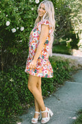 Ruffled Print Cap-Sleeve Mini Dress - product view 5