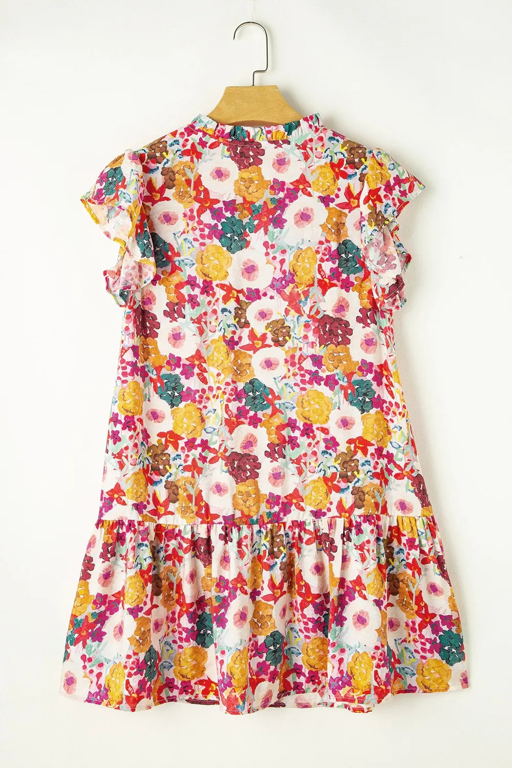 Ruffled Print Cap-Sleeve Mini Dress - product view 8