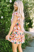 Ruffled Print Cap-Sleeve Mini Dress - product view 3