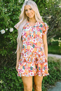Ruffled Print Cap-Sleeve Mini Dress - product view 2